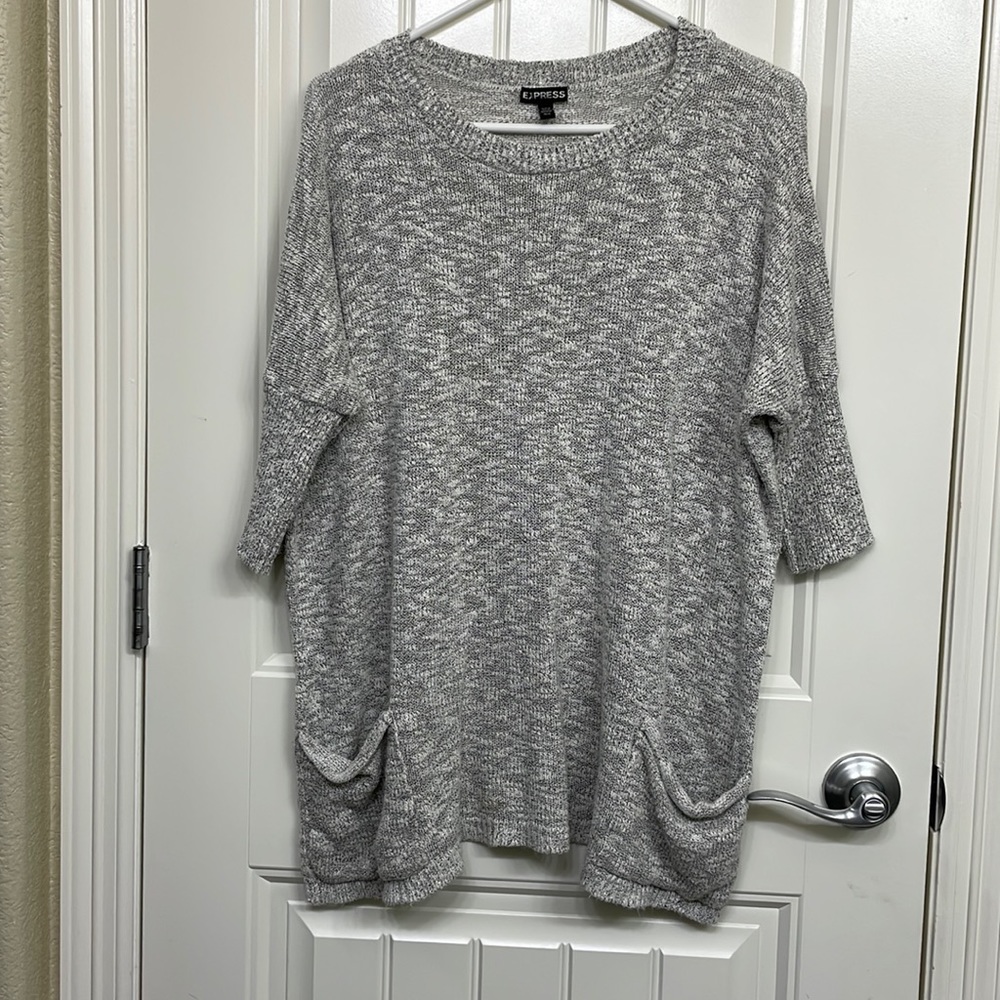Express Oversized 3/4 Sleeve‎ Sweater gray M/L